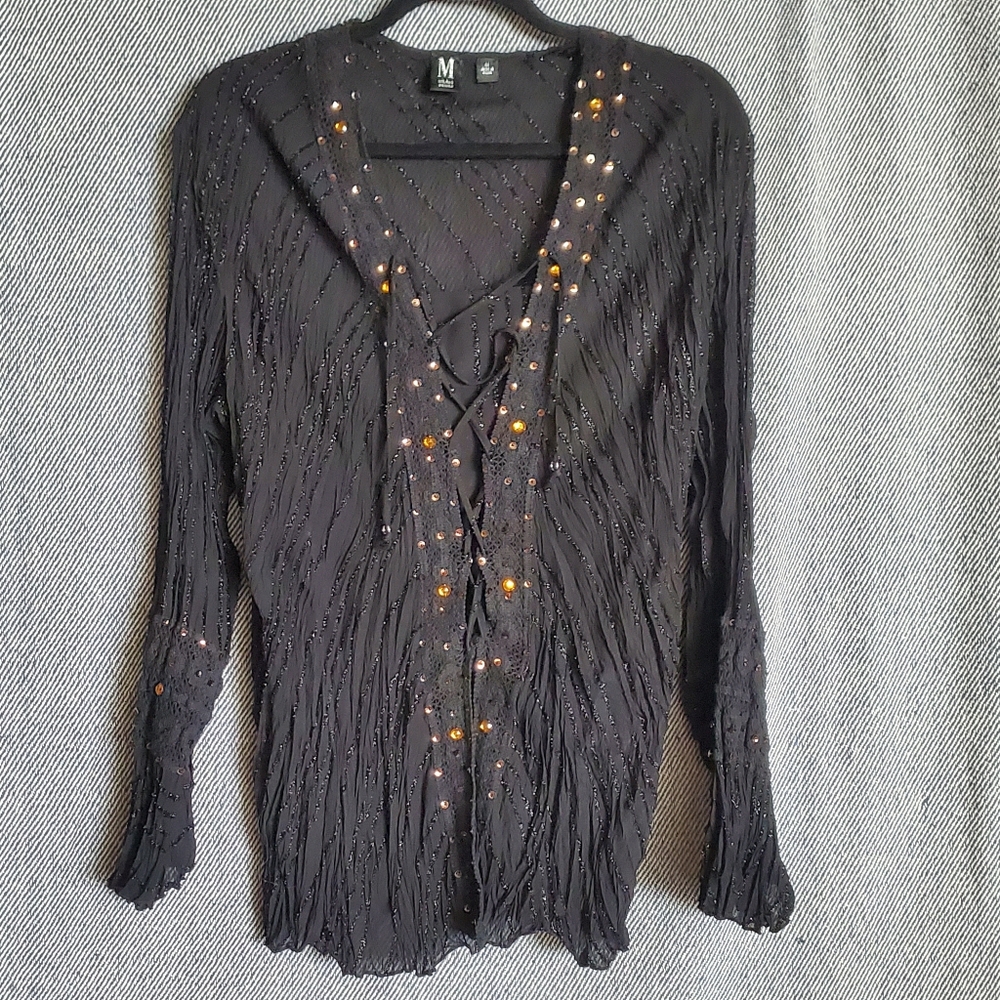 Milano Woman - Textured with Copper Sequins and Beads - Black - Size 22 EUC